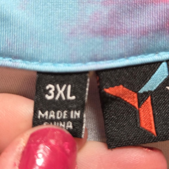 Yatta Golf Polo Shirt Mens 3XL Blue Pink Abstract Print Stretch Performance - Picture 5 of 8